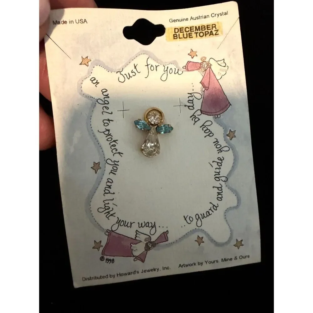 howard's jewelry carded austrian crystal december angel pin